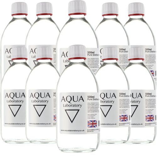 AQUA LABORATORY Pure Steam Distilled Water (10X 500ml in GLASS BOTTLE WITH T/E CAP) - Pure Water